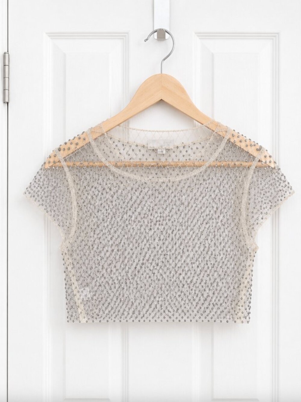 Sheer Rhinestone Mesh Crop Top - Picture 2 of 5
